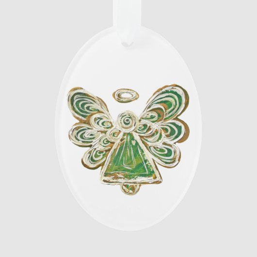 Green Guardian Angel Holiday Pendant Ornament (Vorderseite)