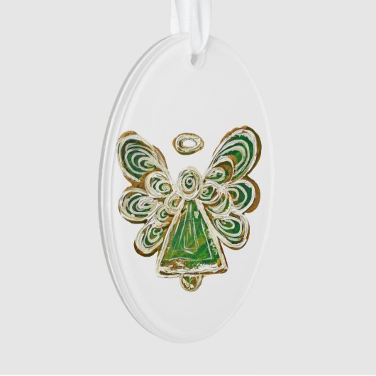 Green Guardian Angel Holiday Pendant Ornament (Vorderseite)