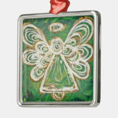Green Guardian Angel Silbernes Ornament (Links)