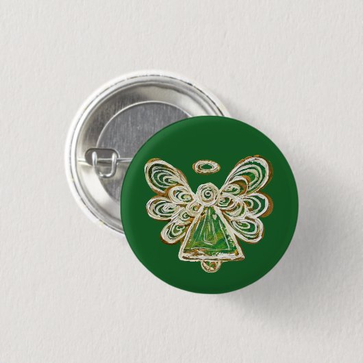 Green Guardian Holiday Angel Custom Button Button (Vorne & Hinten)