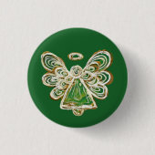 Green Guardian Holiday Angel Custom Button Button (Vorderseite)