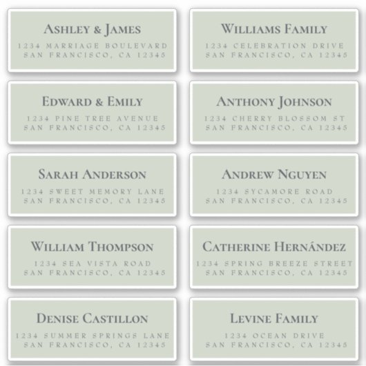 Green Guest Address Labels ORDER 6" oder 8"! (Vorderseite)