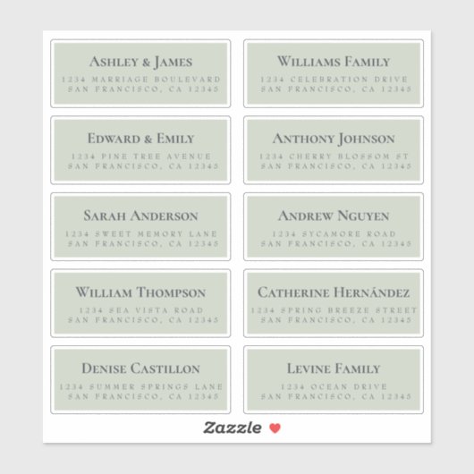 Green Guest Address Labels ORDER 6" oder 8"! (Blatt)