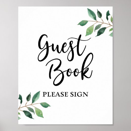 Green Guest Book Wedding oder Party Sign Poster (Vorne)