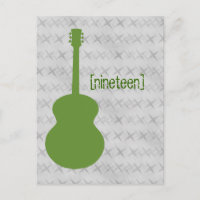 Green Guitar Grunge Table Postcard