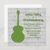 Green Guitar Grunge Wedding Einladung (Vorne/Hinten)