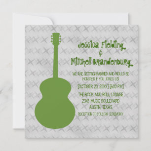 Green Guitar Grunge Wedding Einladung