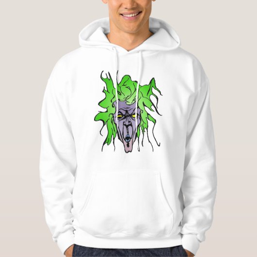 Green Hair Comic Book Villain mit Lila Haut Hoodie (Vorderseite)