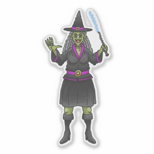 Green Halloween Hexe Aufkleber (Vorderseite)