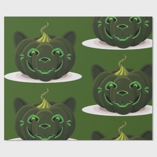 Green Halloween Pumpkin Geschenkpapier (Flach)