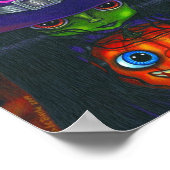Green Halloween Pumpkin Hexe Big Eyes Poster (Ecke)