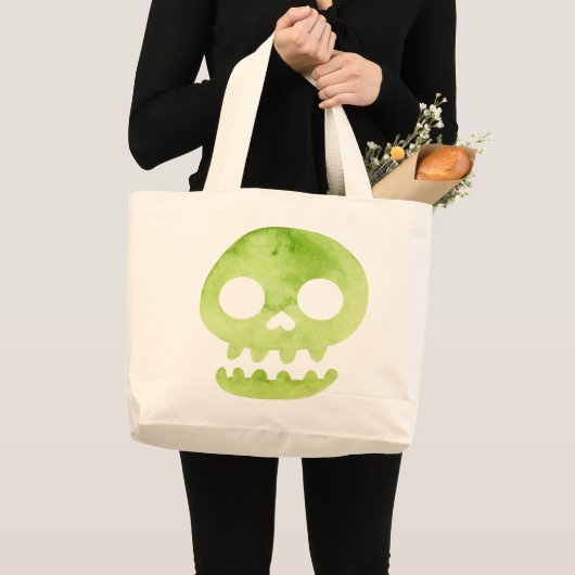 Green Halloween Skull Jumbo Stoffbeutel (Vorderseite (Produkt))