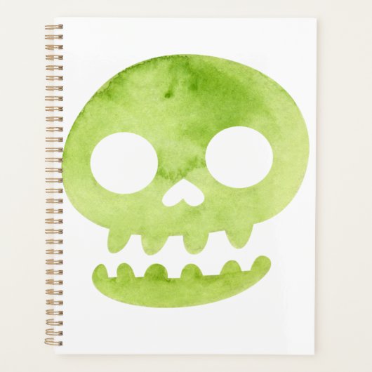 Green Halloween Skull Large Totbeutel Notebook Planer (Vorderseite)