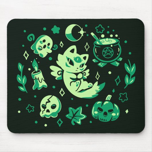 Green Halloween Vibes Mousepad (Vorne)