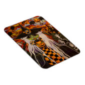 Green Halloween Witch Girl Cat Pumpkins, Geister Magnet (Rechte Seite)