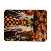 Green Halloween Witch Girl Cat Pumpkins, Geister Magnet (Horizontal)
