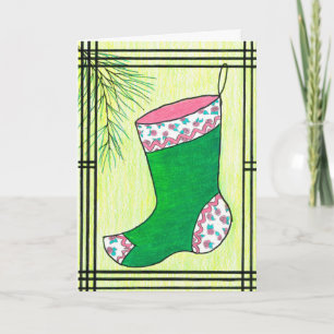 Green Hanbok Weihnachts-Strumpf Feiertagskarte