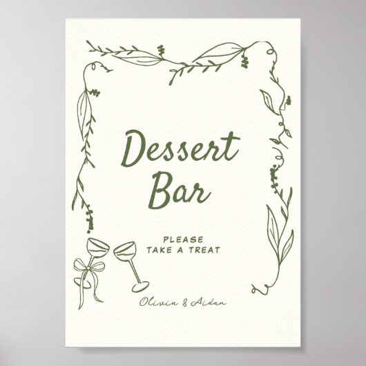 Green Hand Drawing whimsical Dessert Bar Poster (Vorne)