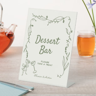 Green Hand Drawing whimsical Dessert Bar Sockelschild