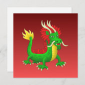 Green Hand Drawn Chinese Dragon Feiertagskarte (Vorne/Hinten)
