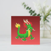 Green Hand Drawn Chinese Dragon Feiertagskarte (Stehend Vorderseite)