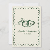 green hand drawn couple Whimsical Wedding Einladung (Rückseite)