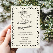 green hand drawn couple Whimsical Wedding  Einladung