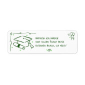 Green Hand Drawn Doodle Graduate Cap White Address (Vorne)