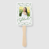 Green Hand Drawn Doodle Graduation 2 Photo White Fächer (Rückseite)