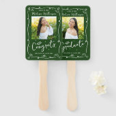 Green Hand Drawn Doodle Style Graduation 2 Photo Fächer (Vorne und Hinten)