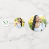 Green Hand Drawn Doodles Graduation 3 Photo White Konfetti (Rückseiten)