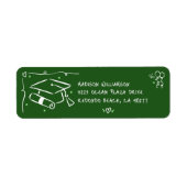 Green Hand Drawn Doodles Style Grad Cap Address (Vorne)