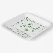 Green Hand Drawn Doodles White Graduation Quirky Pappteller (Gewinkelt)