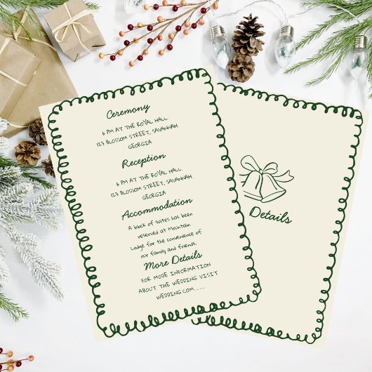 green hand drawn heart Whimsical Wedding details Einladung