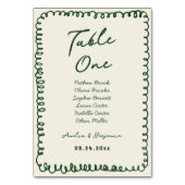 green hand drawn heart Whimsical Wedding  Tischnummer (Rückseite)