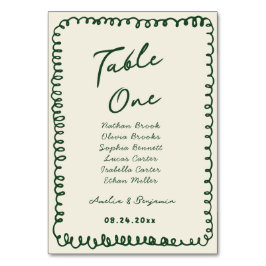 green hand drawn heart Whimsical Wedding Tischnummer