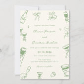 Green Hand Drawn Quirky Wedding Einladung (Vorderseite)