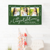 Green Hand Drawn Style Doodles Graduation 3 Photo Banner (Insitu)