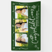 Green Hand Drawn Style Doodles Graduation 3 Photo Banner (Vertikal)