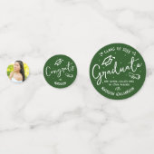Green Hand Drawn Style Doodles Graduation 3 Photo Konfetti (Vorderseiten)