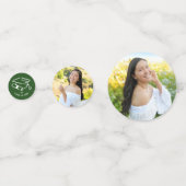 Green Hand Drawn Style Doodles Graduation 3 Photo Konfetti (Rückseiten)