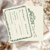 green hand drawn Whimsical Wedding  RSVP Karte