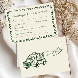 green hand drawn Whimsical Wedding  RSVP Karte