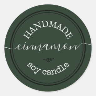 Green handmade Script Black Border Product Label Runder Aufkleber