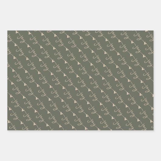 Green Handwriting Joys Hearts Christmas Wrapping Geschenkpapier Set (Vorderseite 3)