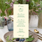 Green Handwritten Wedding Menu Menükarte
