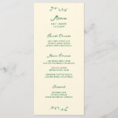 Green Handwritten Wedding Menu Menükarte (Vorderseite)