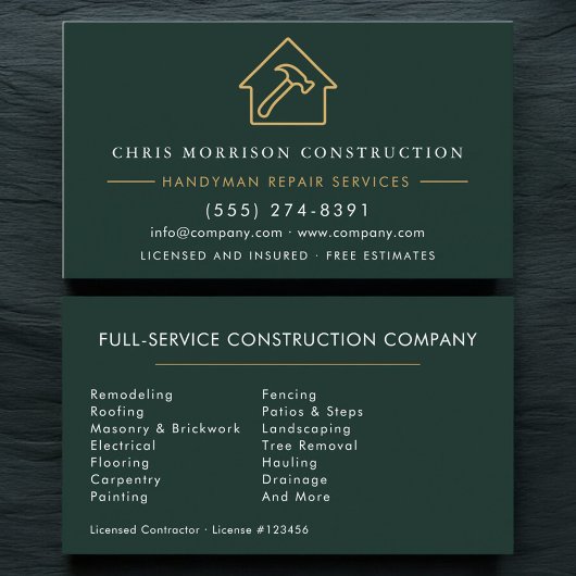 Green Handyman Construction Visitenkarte