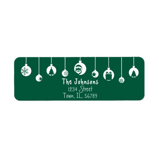Green Hanging Ornament Return Address Label (Vorne)