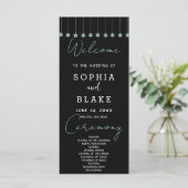 Green Hanging Stars Black Wedding Program (Stehend Vorderseite)